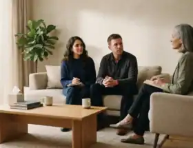 Pareja durante una sesión de orientación psicológica