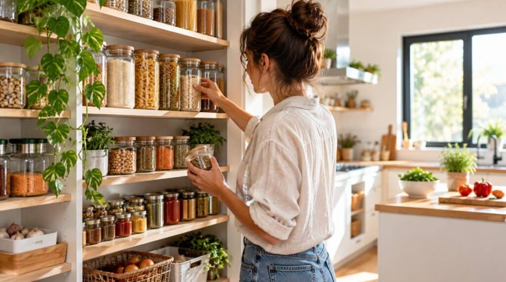 Despensa organizada con ingredientes de uso cotidiano
