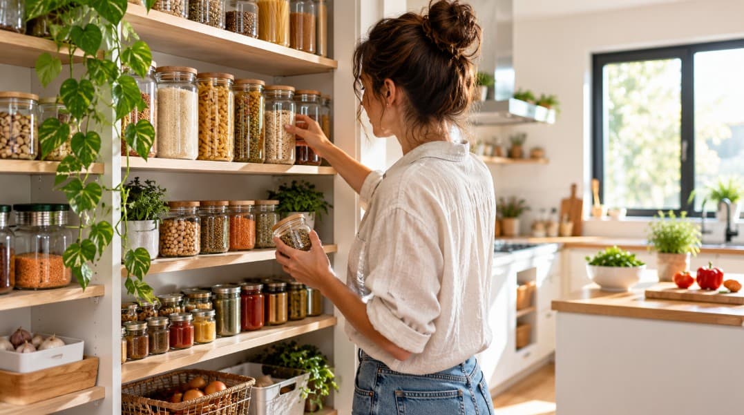 Despensa organizada con ingredientes de uso cotidiano